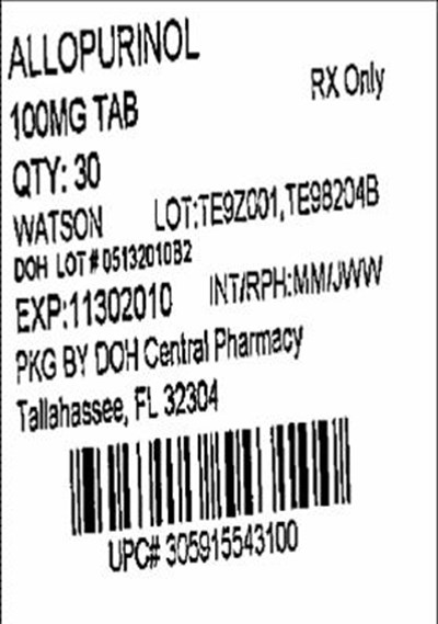 Label Image For 100mg (Allopurinol 100mg(watson))